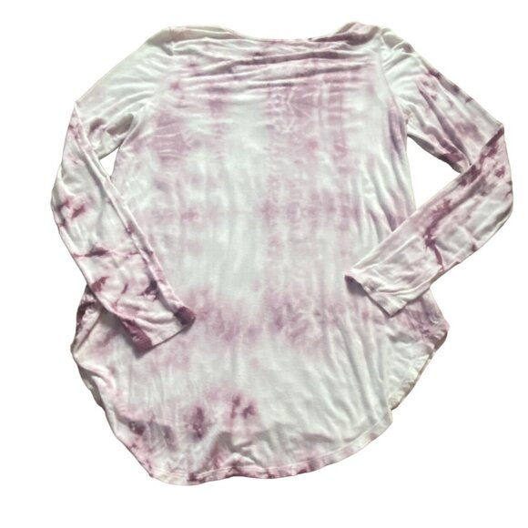 American Eagle Soft & Sexy Tie-Dye Long Sleeve Shirt-Braided Neckline-Purple-M - Picture 7 of 7